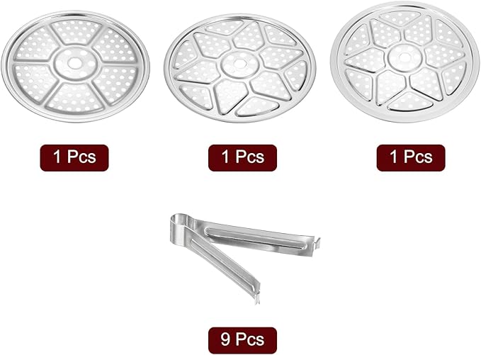 uxcell 3pcs Stainless Steel Steamer Rack with Stand, 8.6 Inches/9.5 Inches/10.2 Inches Pot Steaming Tray for Steamer Cookware Instant Pressure Cooker
