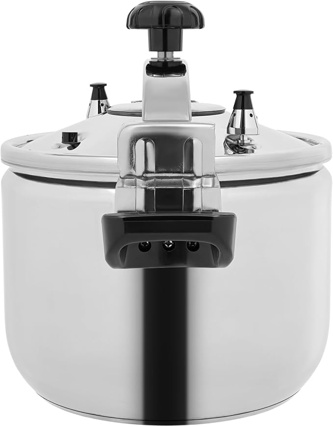 LyeXD 26L/27.47 Qt Stainless Steel Pressure Cooker, Stainless Steel Pressure Stewing Pot w/Two Safety Clips, Pressure Canner Olla de Presion,One-Hand Locking Induction Compatible Cookware for Home