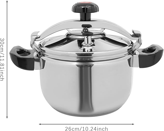 LyeXD 9L/9.51 Qt Stainless Steel Pressure Cooker, Stainless Steel Pressure Stewing Pot with Two Safety Clips, Pressure Canner Olla de Presion,One-Hand Locking Induction Compatible Cookware for Home