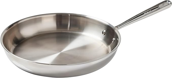 T-Fal Pro Tri-Ply Fry Pan, Stainless Steel Pan 12 inch, Induction Cookware, Oven Safe 500F, Fast & Even Heat, Professional Quality & Durability, Skillet, Cookware, Silver