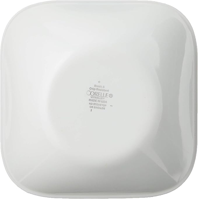 Corelle Vitrelle 6-Piece (22-Oz) 6.25" Wide Cereal Soup Bowls, Triple Layer Glass and Chip Resistant, Lightweight Square Dinnerware Bowl Set, Splendor