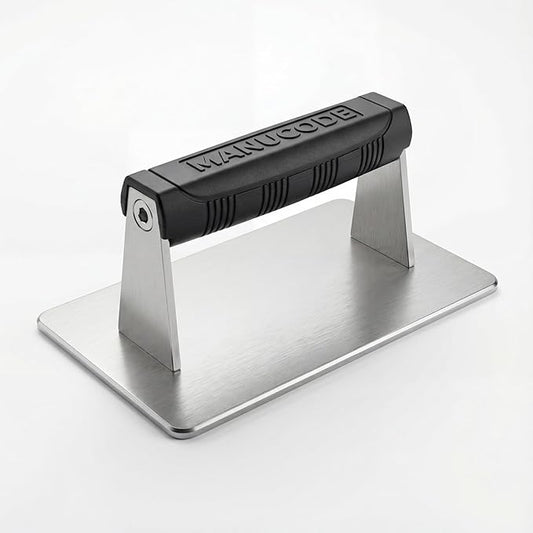 Stainless Steel Burger Smasher 2.50 LB – 8x4.25 Inch Steak Weight for Smash Burgers, Bacon, Sandwiches | Dishwasher Safe, Preheatable Protein Press with Silicone Handle | Commercial BBQ Tool