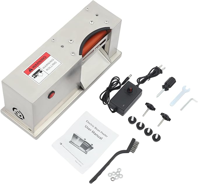 Electric Pea Sheller 25W Bean Sheller Machine 5.5 LBS/H Pea & Bean Sheller Machine with Adjust Rollers Commercial Beans Stripper Sheller for Home Kitchens, Restaurants