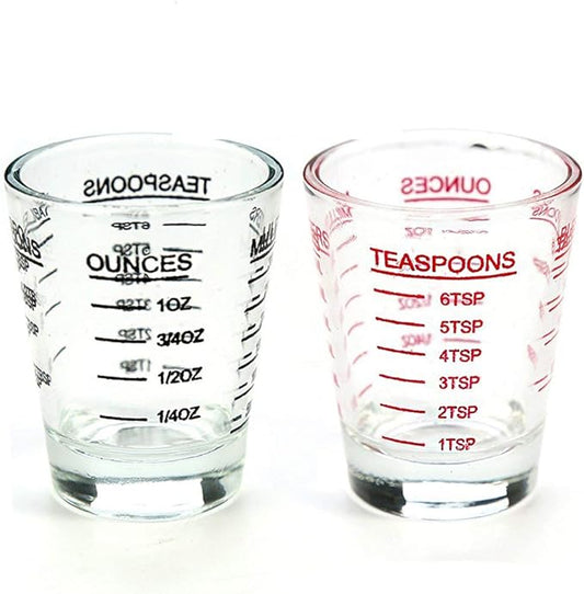 NCnnwovf Shot Glasses Measuring cup Liquid Heavy Base Wine Glass Espresso Shot Glass 26-Incremental Measurement 1oz, 6 Tsp, 2 Tbs, 30ml Black and Red