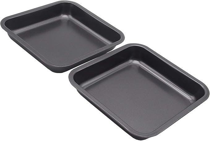HYTK 2pcs Mini Baking Pans 8 X 8 Inch (Inner 7.5 X 7.5) Square Cake Pan Bread Pan Nonstick Heavy Carbon Steel Bakeware