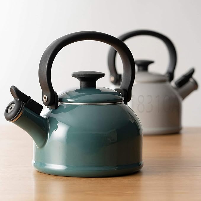 Fuji Enamel CTN-1.6WK.W Whistling Kettle, Induction Compatible, Cotton, 0.4 gal (1.6 L), White