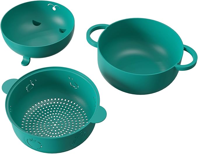 68 OZ Microwave Ramen Bowl, Noodle Cooker, Steamer for Cooking Food and Vegetables with Removable Strainer, Green