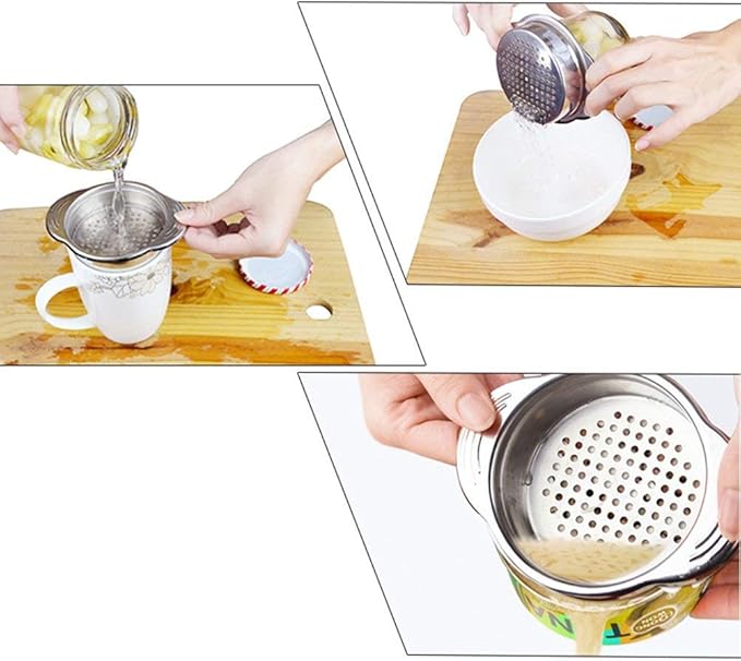 Tuna Strainer Food-Grade Stainless Steel Sieve Tuna Press Can Lid Oil Drainer Remover Canning Colander Oil Squezzer Easy to Clean Won't Absorb Any Odours