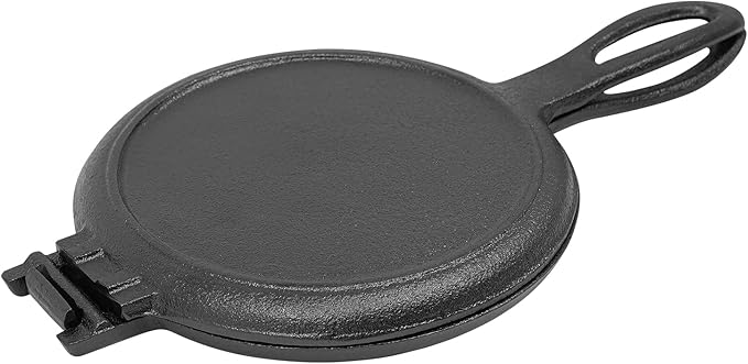 Cast Iron Waffle Maker, 2-Piece Stovetop Waffle Iron Set for Gas Stove - 6.7 Inch Classic Belgian Waffle Plates, Non-Stick & Detachable, Perfect Holiday & Christmas Breakfast Gift (Black)