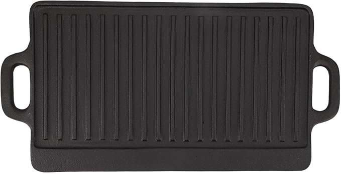Cast Iron Griddle, Double Sided Reversible Griddle Grill, Griddle Plate for Indoor Outdoor Camping Gas Stove Induction Cooker (Small)
