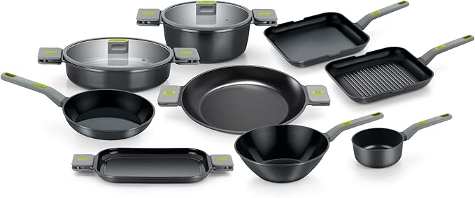 BRA Life Frying Pan 22 cm Cast Aluminium 100% Recycled, Non-Stick Ceramic Reinforced PFOA Free, PTFE Free, Suitable for All Hobs and Induction Types
