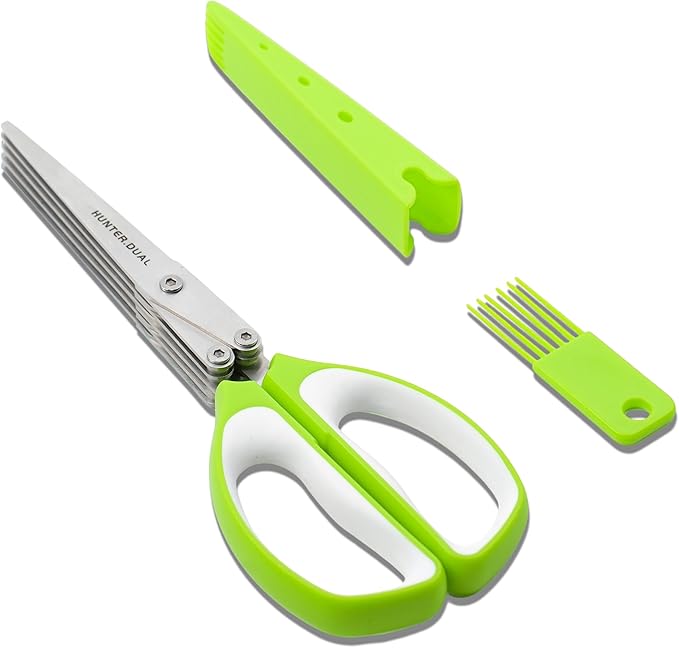 Kitchen Scissors for Food, HUNTER.DUAL Heavy Duty Come Apart Poultry Shears for Cooking, All Purpose for Cutting Chicken, Meat, Fish & Vegetables (Green, White, 8.66 Inch)