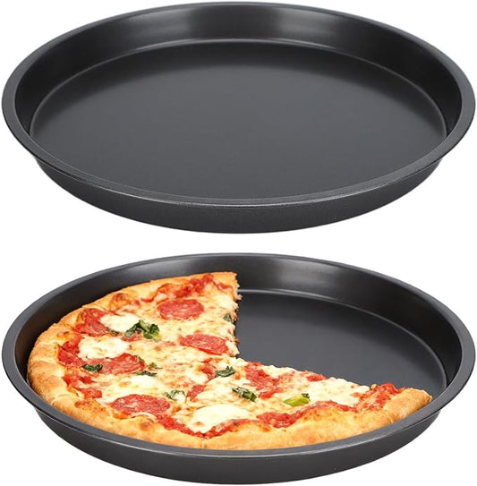 Tomotato 2Pcs Pizza Pan, 6in/9in/10in/12in Deep Dish Round Pizza Pan for Oven, Non Stick Thickened Carbon Steel Baking Pan for Home Kitchen, Dishwasher Safe(10in)