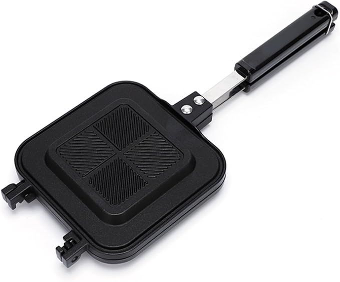 Hot Sandwich Panini Maker with Handle, NonStick Double Sided Frying Pan Grilled Sandwich Maker, Stovetop Toasted Sandwich Press for Home, Kitchen, Breakfast