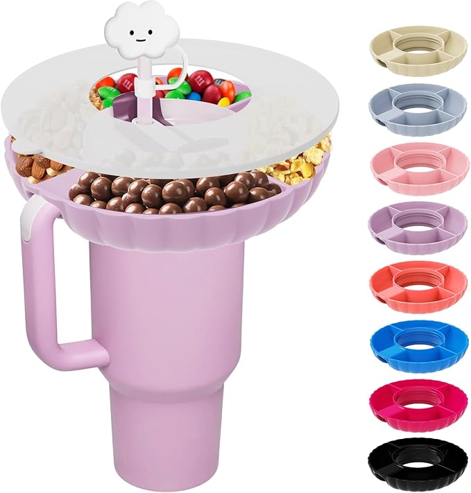 Stanley Snack Tray, Food Grade Silicone Snack Bowl for Stanley Cup 40 oz Accessories with Straws Cover, Snack Bowl (40 oz)