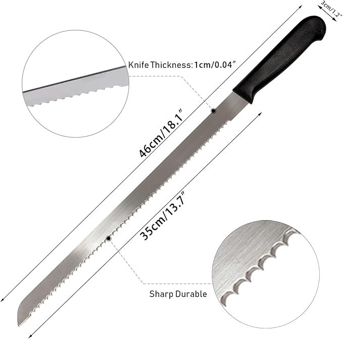 18.1-inch Bread Knife for Homemade Bread, Long Serrated Knife Stainless Steel Loaf Cutter for Cakes, Sandwiches