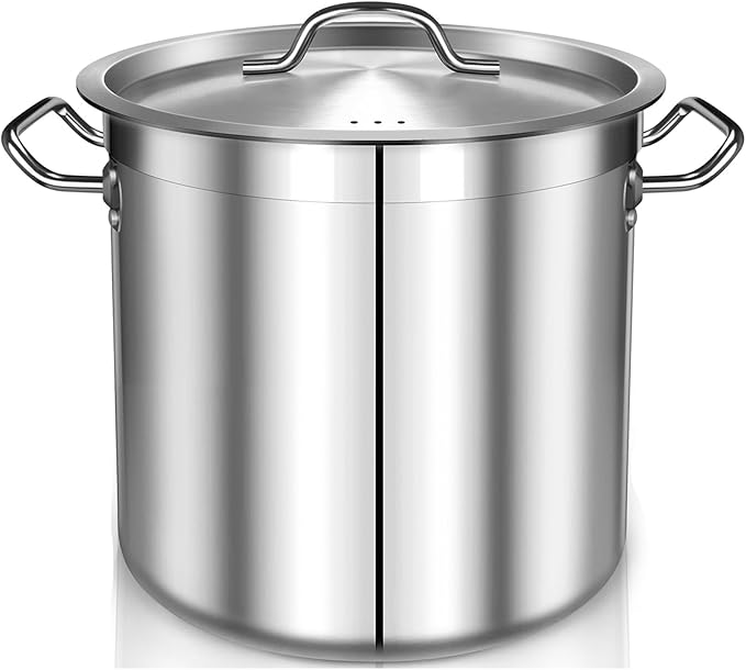 Falaja Stock Pot 20 Quart - Stainless Steel Stock Pot with Lid – Heavy-Duty Cooking Pot for Soup, Stew, Pasta – Commercial & Home Use, Induction Compatible - 5 Gallon