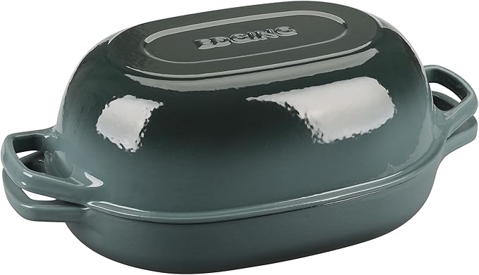 EDGING CASTING Enameled Cast Iron Oval Dutch Oven Pot with Lid, Dutch Oven for Sourdough Bread Baking, Oval Bread Pan, Bread Oven, Bread Dutch Oven, 7qt, Slateblue