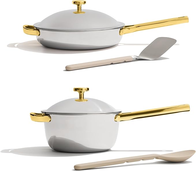 Our Place Mini Titanium Pro Cookware Duo | 6-Piece Tri-Ply Titanium Cookware Set with Always Pan Pro & Perfect Pot Pro | Non-Toxic No-Coating Nonstick | Induction & Oven-Safe up to 750°F | Gold