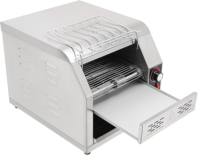 Commercial Conveyor Toaster with Temp & Speed Control Countertop Bread Oven Restaurant Cafe Toaster for Bread Buns Bagels Donuts Sandwiches (300 Slices/H)