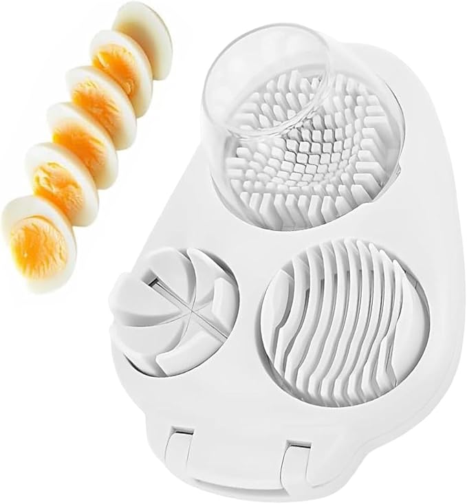 3 in-1 Egg Slicer for Hard Boiled Eggs, 3 Way Egg Cutter Multifunction Kitchen Accessories Food Slicer for Strawberry Mushroom Grape Cherry Tomato