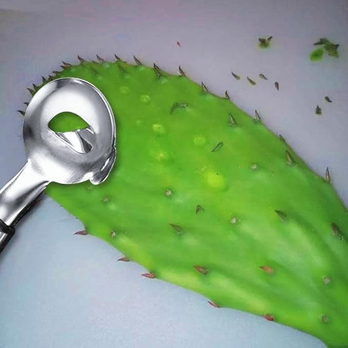3PCS Cactus Peeler Spoon 2025 Stainless Steel Multi-function Cactus Peeler Knife Tool Thorn Remover Sliced Noodles Cutter with Long Handle for Home Cooking Kitchen Gadgets