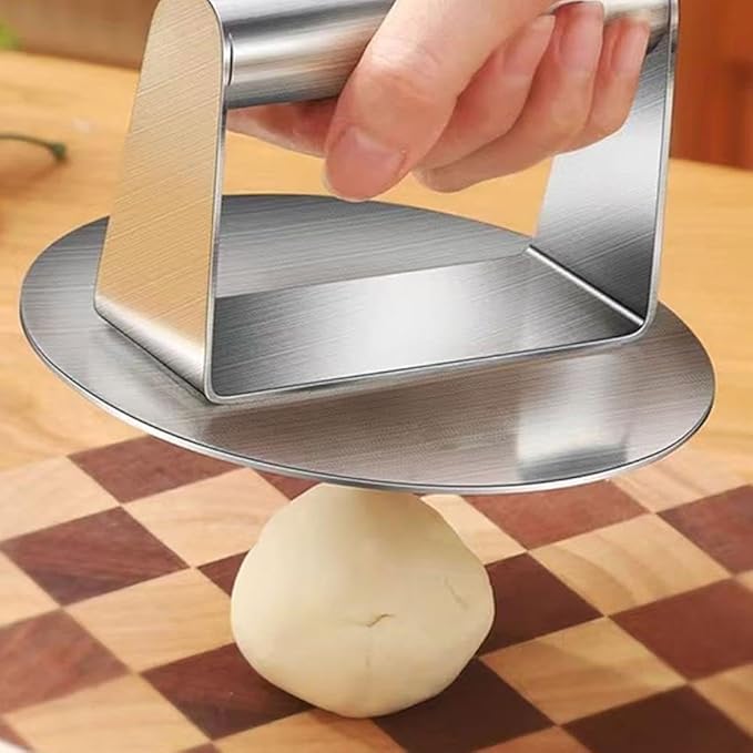 Steel Smashed Burger Press, 4.72" Round Burger Smasher with Anti-Scald Handle, Hamburger Press, Dishwasher Safe Grill Press for Griddle, Juicy and Crispy Burgers for BBQs, Cookouts