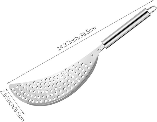2 PACK Crescent Pot Strainer Stainless Steel Grease Pasta Strainer Insert Drainer with Handheld for Different Pot Pan Kitchen Tool