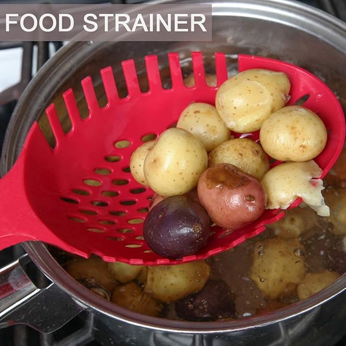 Nylon Spaghetti Server Non-Stick Pasta Fork Slotted Spoon Food Strainer with Spaghetti Measure Tool Strainer Ladle for Kitchen Dishwasher, Large Size