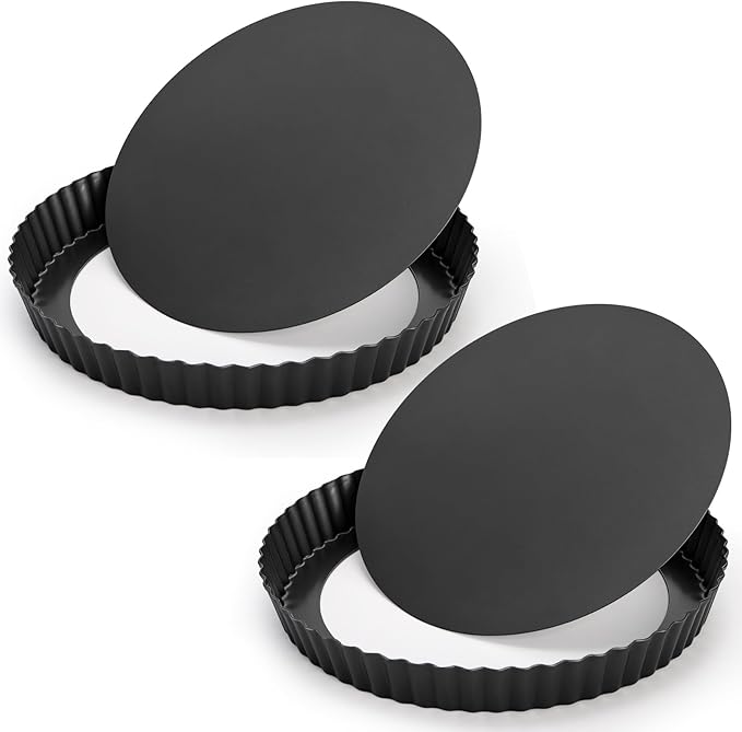 Tosnail 2 Pack 9 Inch Non-Stick Quiche Pan Tart Pan with Removable Loose Bottom