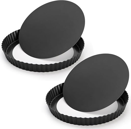 Tosnail 2 Pack 9 Inch Non-Stick Quiche Pan Tart Pan with Removable Loose Bottom