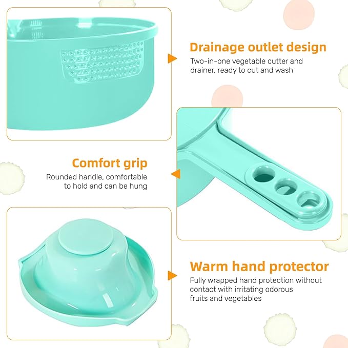 Mandoline Food Slicer, Multifunctional Vegetable Slicer Cutter with Hand Protector, Vegetable Shredder for Potato, Tomato, Carrot (Green-7 in 1)