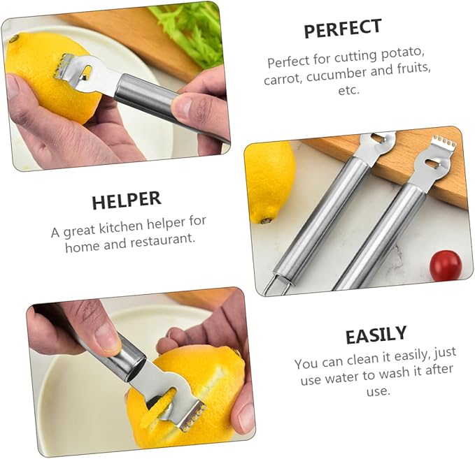 Healifty 3pcs Stainless Steel Fruit Peeler Multifunctional Lemon Zester Slicer with Ergonomic Handle for Easy Labor Saving Kitchen Use and Quick Cleaning