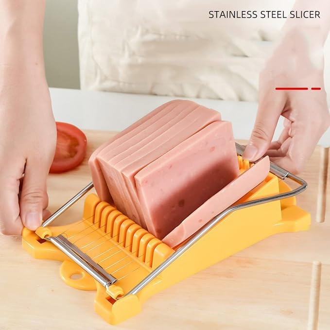 Multifunctional Stainless Steel Luncheon Meat Slicer,Home Slicing and Splitting Tools Food Slicer for Butter Cheese Kiwifruit Strawberry Banana and Cooked Eggs Etc. (Yellow)