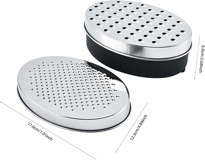 Stainless Steel Cheese Grater with Airtight Storage Container - Box Grater for Kitchen, Shredder for Parmesan, Cheddar, Vegetables, Chocolate, Nutmeg - Includes Lemon for Citrus, Ginger, Butter