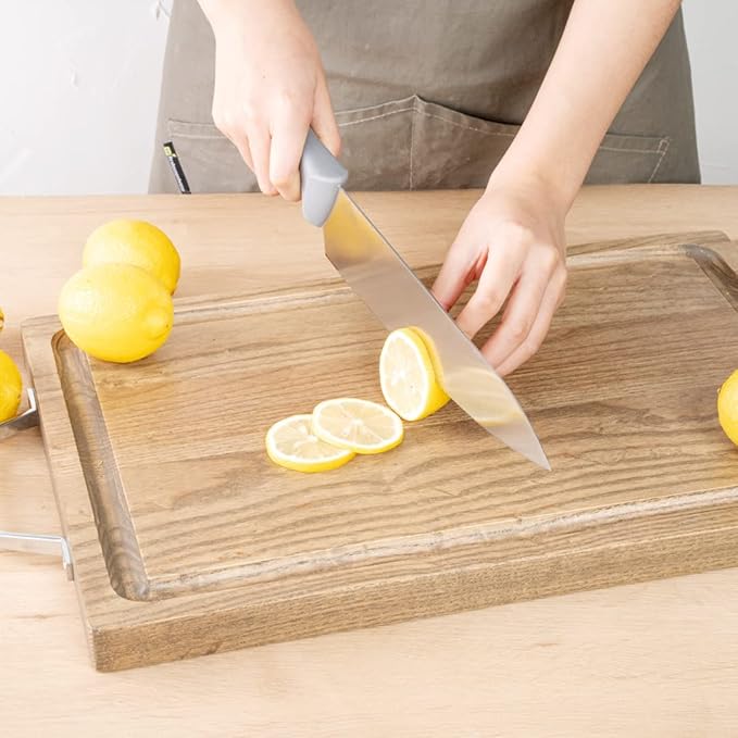 Restaurantware Comfy Grip 10 Inch Chef's Knife 1 Sharp Cooking Knife - Ergonomic Handle Non-Slip Grip Gray Stainless Steel Kitchen Knife Dishwashable Slice Dice Mince or Chop Ingredients