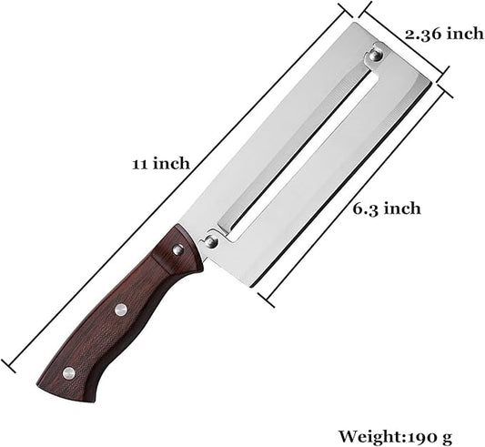 Sugar Cane & Pineapple Peeler, Paring Knife & Fruit Cutter, Stainless Steel Blade, Brown Plastic Handle
