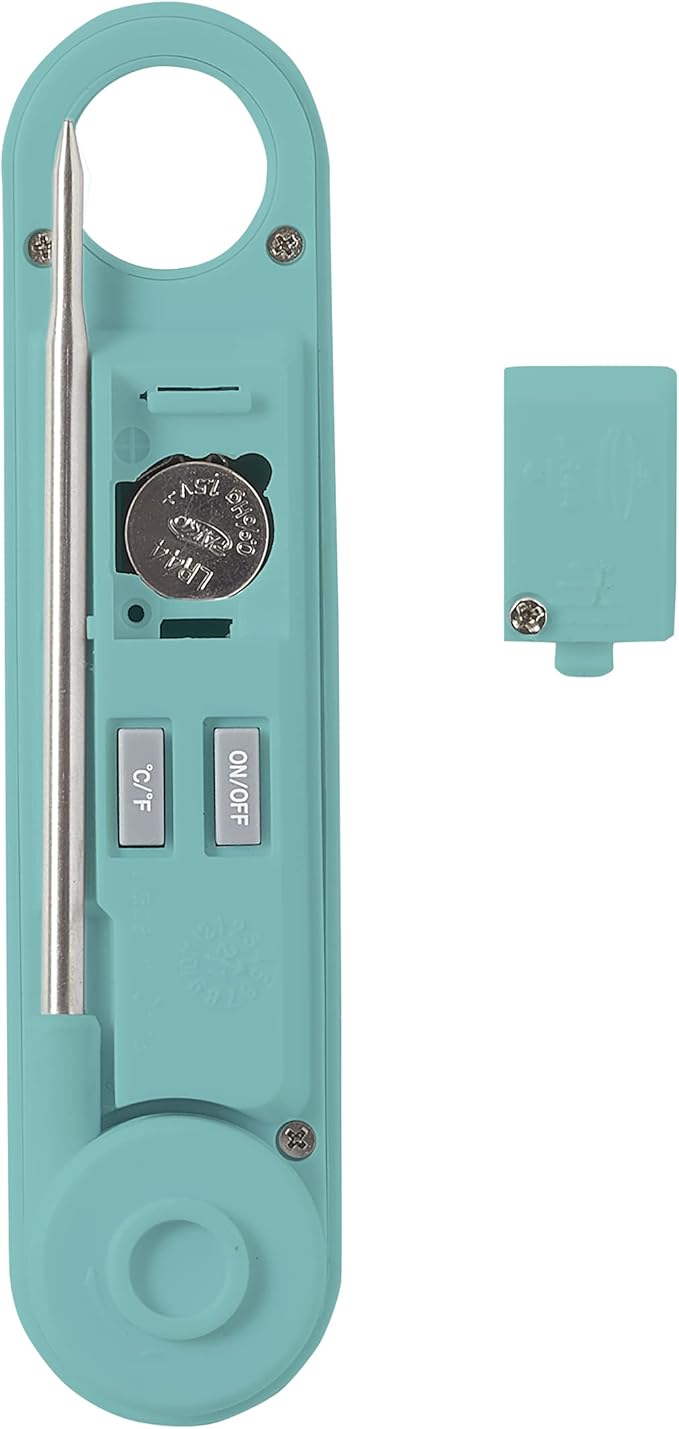 Taylor Instant Read Digital Meat Food Grill BBQ Cooking Kitchen Thermometer, Folding Probe, Teal 0.7 Inch LCD Readout
