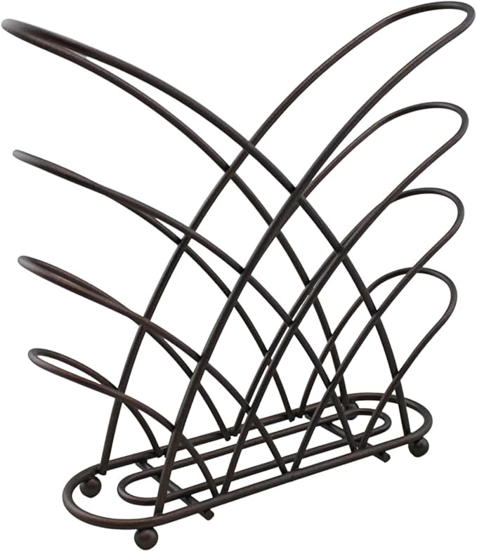 Criss Cross Metal Napkin Holder – Upright Tabletop Dispenser, Oil-Rubbed Bronze Finish, Modern Self-Standing Design with Raised Feet – Holds Paper Napkins for Kitchen, Dining, Bar