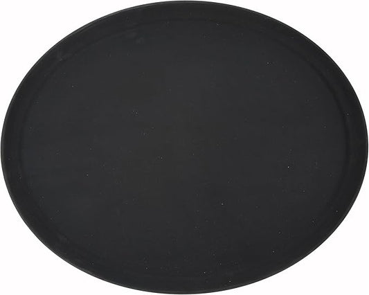 Winco Oval Fiberglass Tray with Non-Slip Surface, 26-Inch by 22-Inch, Black