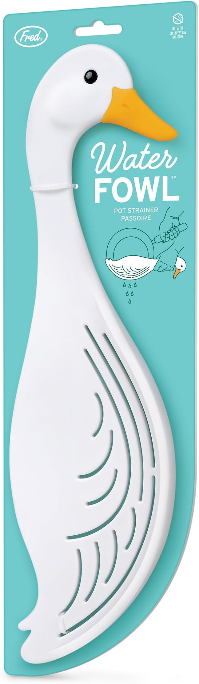 Genuine Fred WATERFOWL Goose Pot Strainer – Great for Pasta and Vegetables - Easy One-Handed Draining - Space-Saving Design - Funny Kitchen Gadget and Accessory