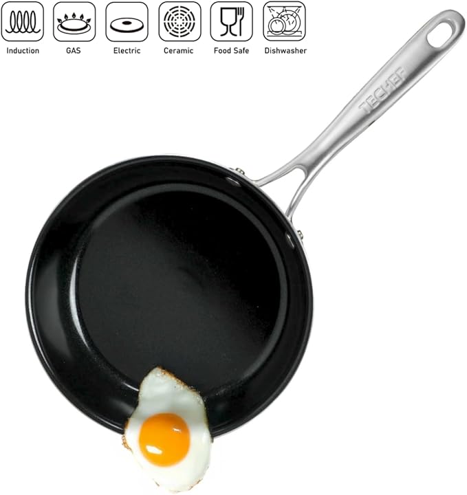 ValenCera TeChef Collection 8" Ceramic Nonstick Frying Pan Skillet, Nontoxic - Free of PFAS, PFOA, PTFE, Made in Korea (8-in)