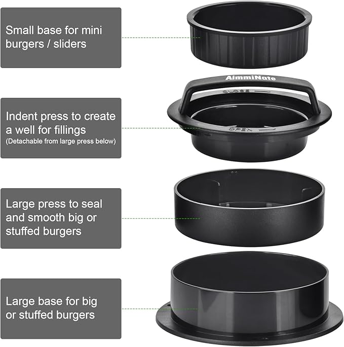 Hamburger Press Patty Maker, Hamburger Press, Burger Press, 3 in 1 Stuffed Burger Press Patty Maker, Hamburger Patty Maker for Grilling, Stuffed Burgers, Sliders, Beef Burger