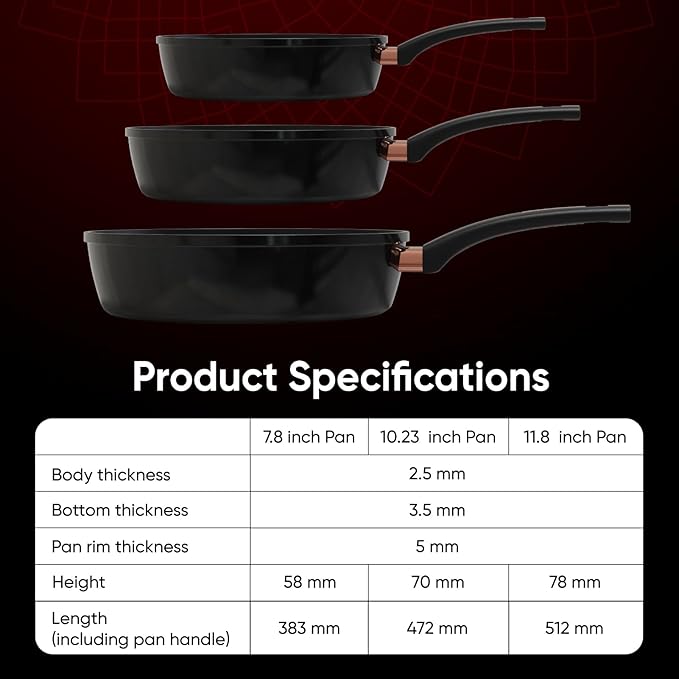 Sunhouse 10 inch Ultra Titanium Nonstick Coating Aluminum Pan with 4-Layer Non-stick Coating, Non-Toxic, PTFE PFOA & PFAS Free, Stay-Cool Handle, Compatible with All Stovetops