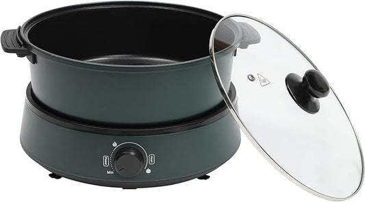 4.2QT Electric Hot Pot with Induction Cooker, Non-Stick Electric Skillet with Grill Pan, 356-536℉ Temperature Control, 1350W Portable Electric Pan for Party, Home (Green)