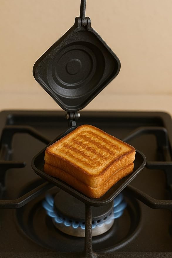 Sandwich Maker Gas Stove Top Toaster Sandwich Hot Pan Toasted Sandwich Snack Maker Nonstick Double Sided Pressure Breakfast Pan with Handles Panini Press