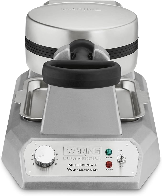 Waring Commercial WMB400X Single Mini Belgian Waffle Maker w/Cast Aluminum Grids 120V, 1200W 5-15 Phase Plug
