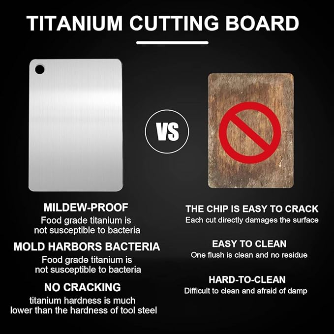 Katuchef Titanium Cutting Board,2026 New 100% Pure Titanium Cutting Boards for Kitchen,Titan Cut Pro Non toxic Doubld-Side Durable Chopping Boards, Easy to Clean and Store(1PC:11.42 * 7.87)