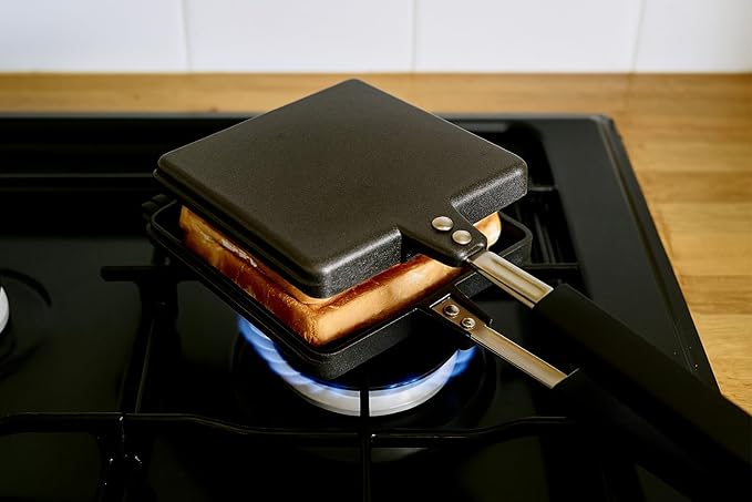 SHRIYA Sandwich Maker Gas Stove Top Non-Stick Double Sided Grill Pan forToaster Omelette, Pancake and Toaster with Gas Stove Compatible Aluminum Base, 13.5 x 5 x 1.5 Inch