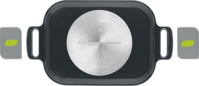 BRA COOKWARE Life Ceramic Nonstick Grill | 12.6 x 9.4 Inch Recycled Cast Aluminum Smooth Plate | Ceramic Non-Stick | Ceramic Non-Stick Coating | PFOA Free | All Cooktops| Removable Handles